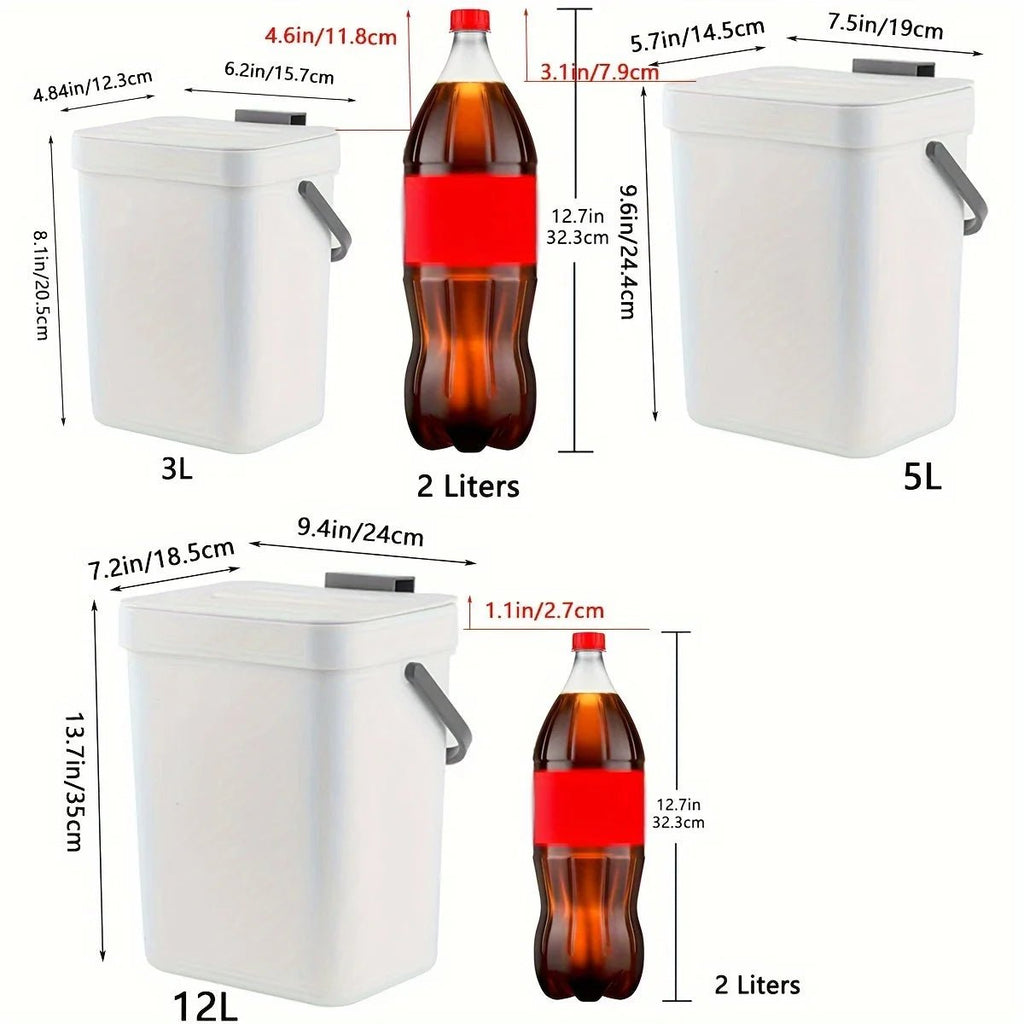 Space-Saving Quiet-Close Trash Can - 3/5L, Eco-Friendly Sealed Bin For Kitchen & Office - Lovies Kitchenwares