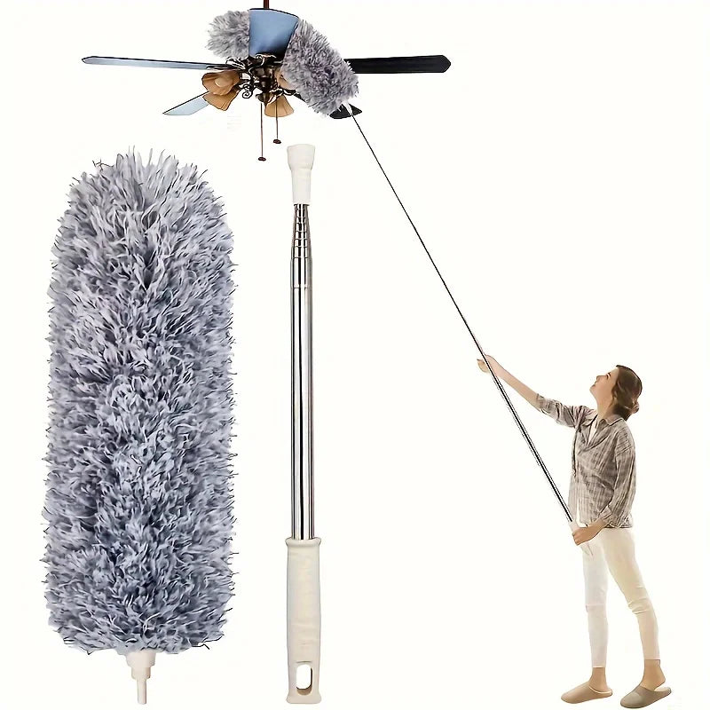 Multifunctional Retractable Duster With Bendable Head - Reusable And Washable For High Ceilings Furniture And Car