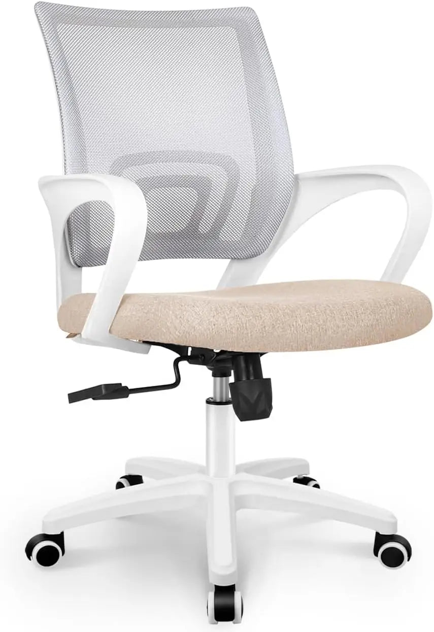 Black Mesh Office Chair Mid Back Lumbar Support Adjustable Height Swivel For Home Computer Desk Task