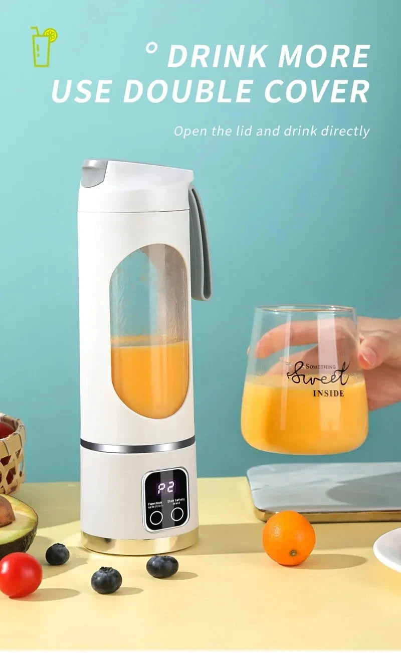 12 Blade Portable Fruit Juicer 450ml Capacity 3 Gears USB Rechargeable Blender Ice Crusher
