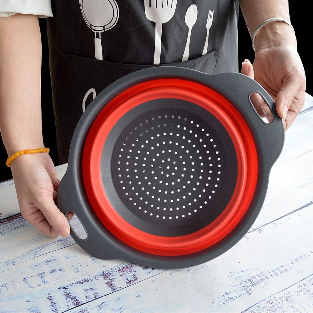 Silicone Folding Drain & Wash Basket & Foldable Strainer Colander