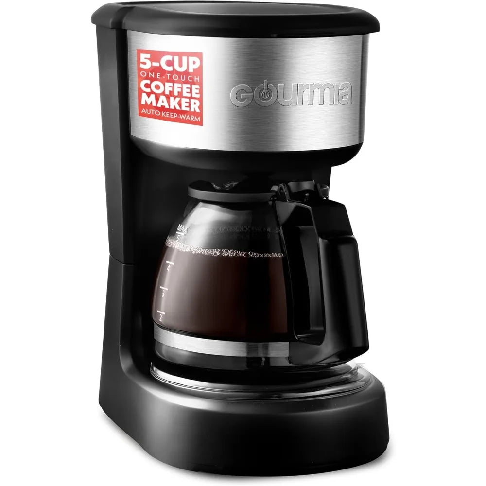 5 Cup, One-Touch Brew Coffee Maker with Pause & Serve Automatic Keep Warm, Stainless Steel Accents, Black