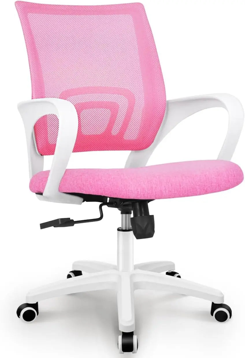 Black Mesh Office Chair Mid Back Lumbar Support Adjustable Height Swivel For Home Computer Desk Task