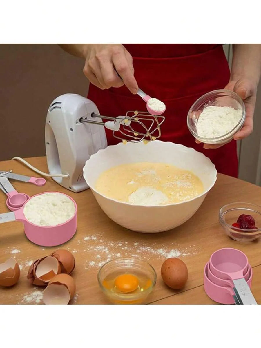 8pcs Stackable Nesting Measuring Cups & Spoons Set With Stainless Steel Handle