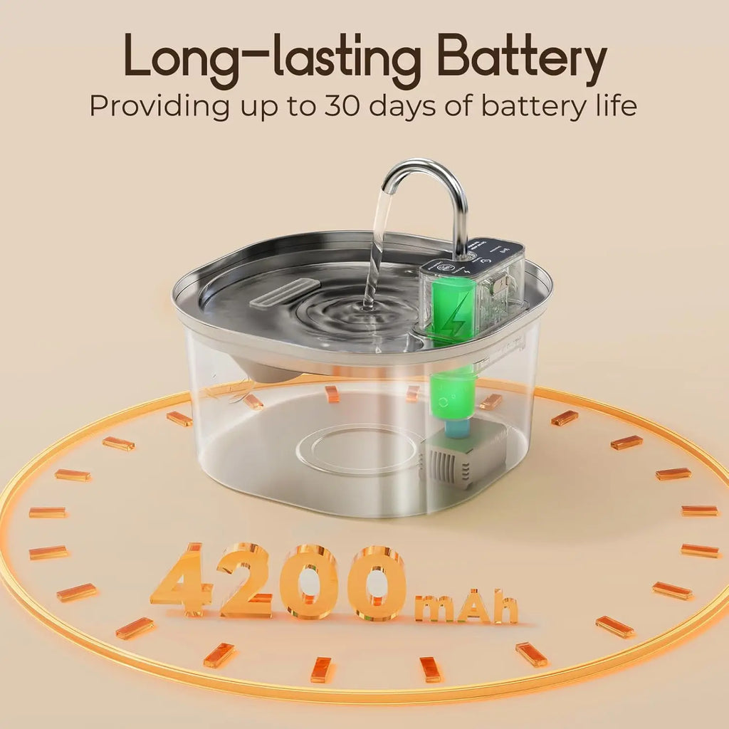 3L Stainless Steel Wireless Recharging Sensor Cat Water Fountain  with Auto Drinking Fountain For Cats & Dogs
