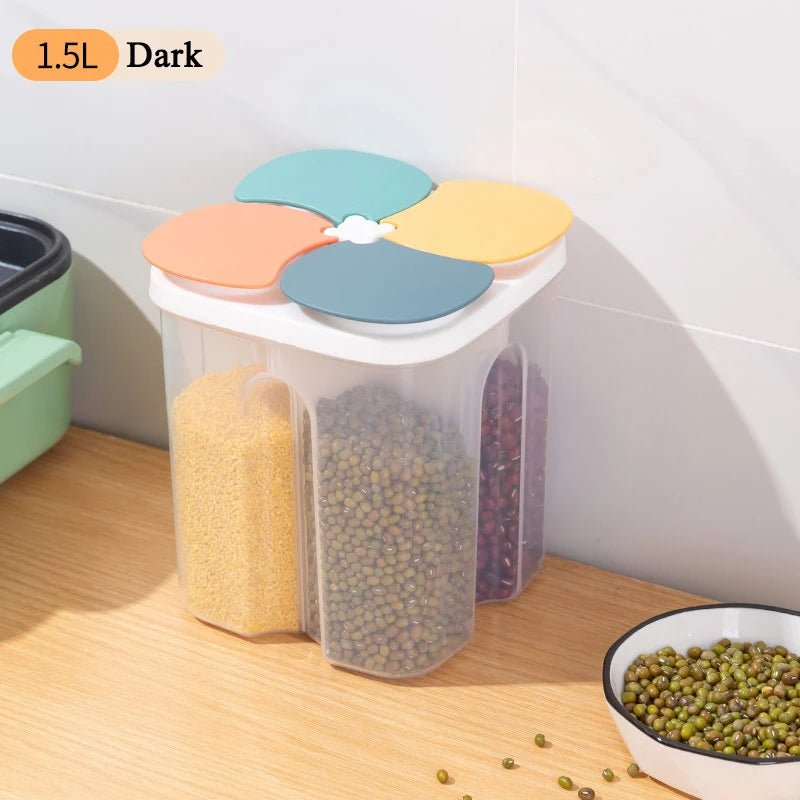 Kitchen Food Storage Box Plastic 4 grids Sealed Food Container Moisture-proof - Lovies Kitchenwares