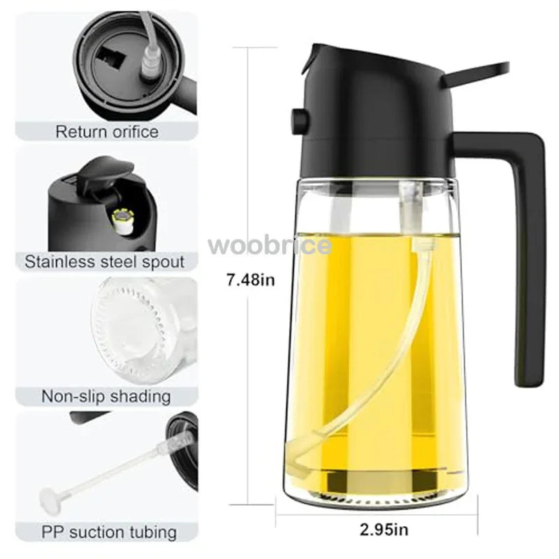 Oil Spray Dispenser Bottle for Pouring Cooking Oil with Automatic Lid Spice Shaker