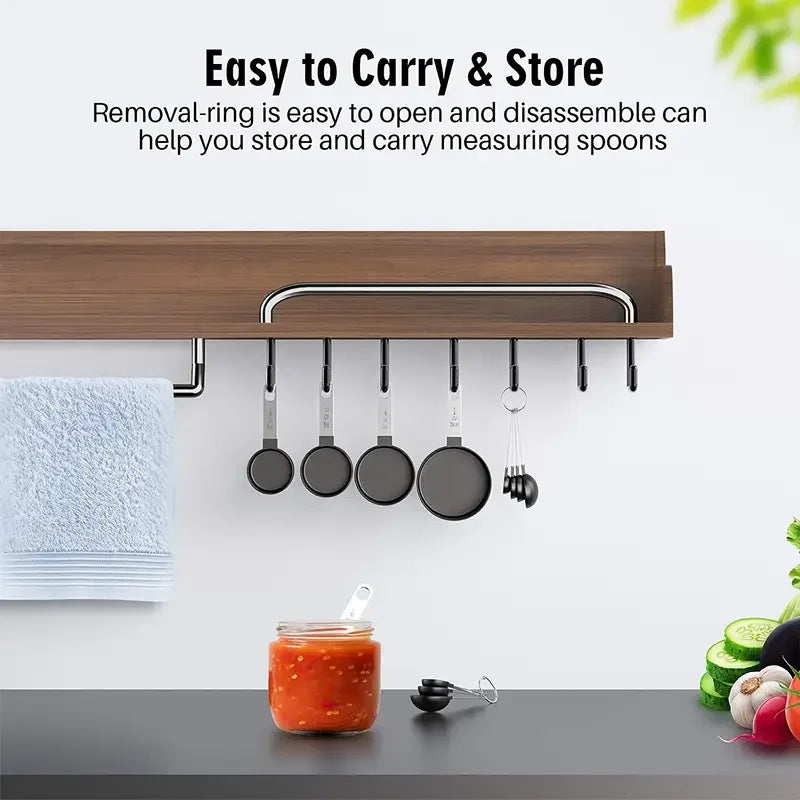 8pcs Stackable Nesting Measuring Cups & Spoons Set With Stainless Steel Handle