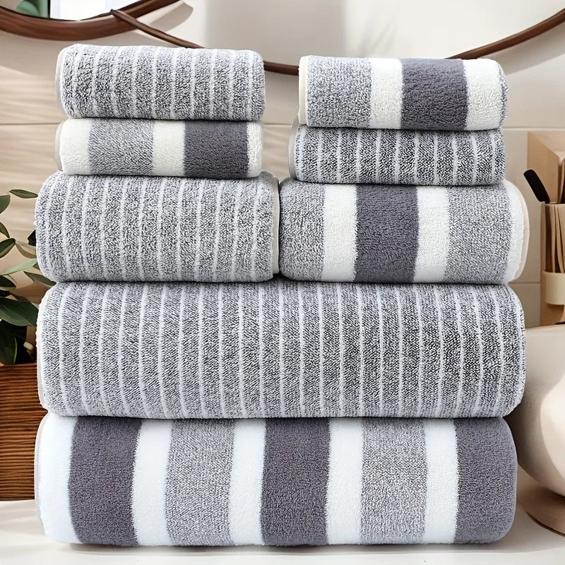 8pcs Towel Set, 2 Bath & 2 Hand Towels, 4 Face Towels