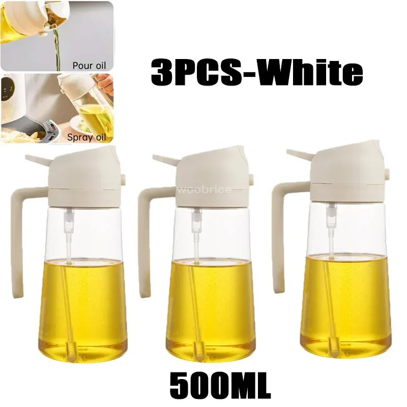 Oil Spray Dispenser Bottle for Pouring Cooking Oil with Automatic Lid Spice Shaker