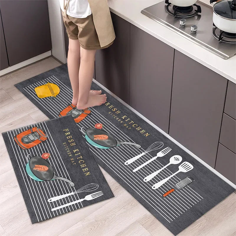 Kitchen Floor Mat Soft Washable Anti-Slip Carpet