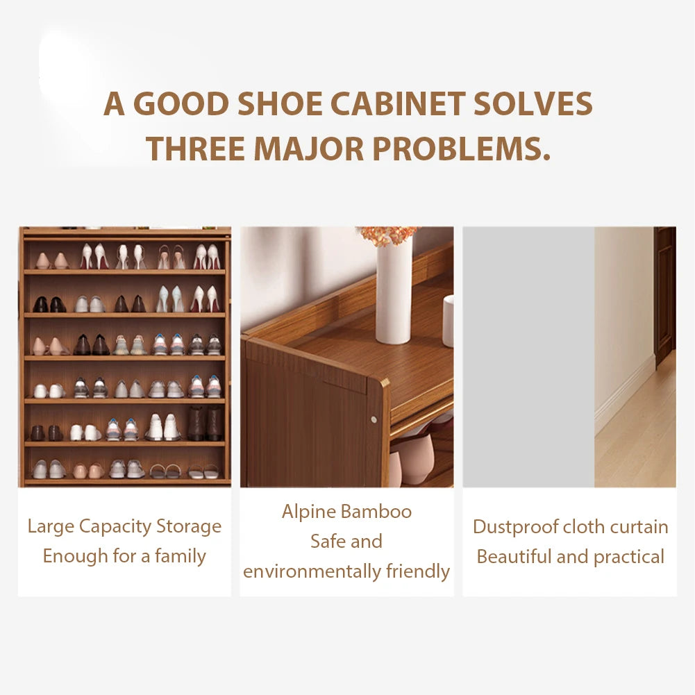 6-Tier Simple Shoe Wooden Cabinet Organizer With Storage Shelves
