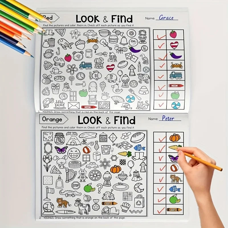 Children's Hidden Object Coloring Book, Contains 100+ Search and Coloring Activities - Interactive Search and Coloring Activity Workbook,  Travel - Educational Puzzle Book, Coloring Exercise Book, Early Education Materials, S