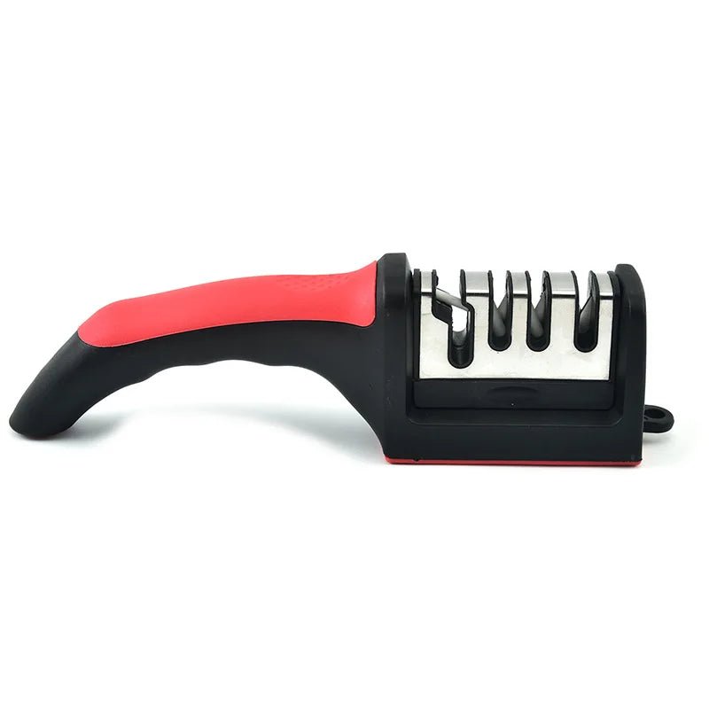 Kitchen 4 Segment Knife Sharpener Multi-Functional Hand-Held Three-Purpose Black Sharpening Stone - Lovies Kitchenwares