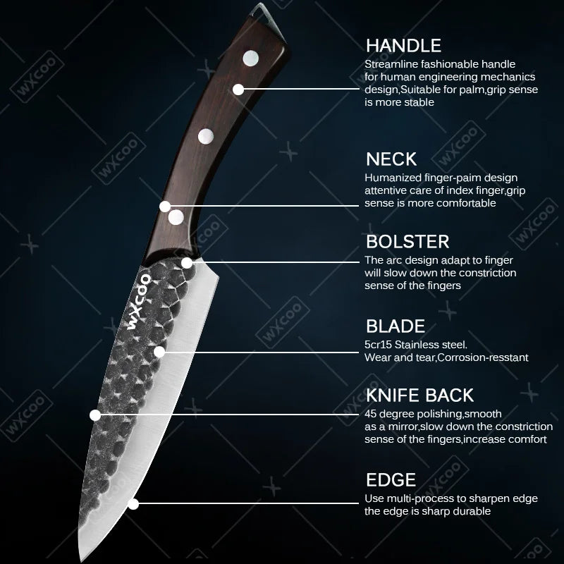 8PCS Stainless Steel Forged Professional Kitchen Chef Knife Set