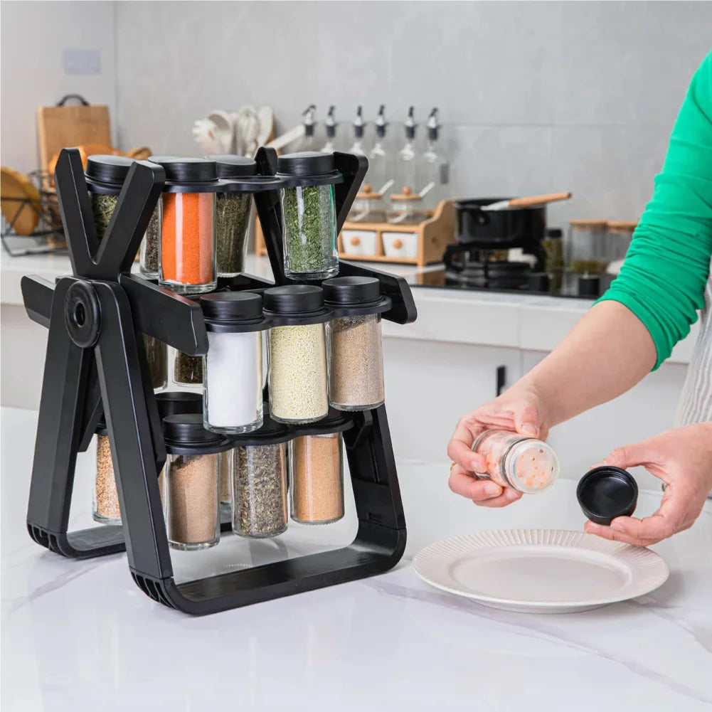 5 Tier Rotating Glass Multi-Favorite Kitchen Spice Storage Rack