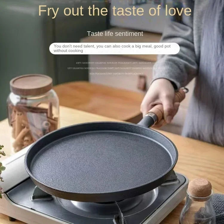 26cm Cast Iron Frying Pan Uncoated Non-stick Multi-Food Use Cookware