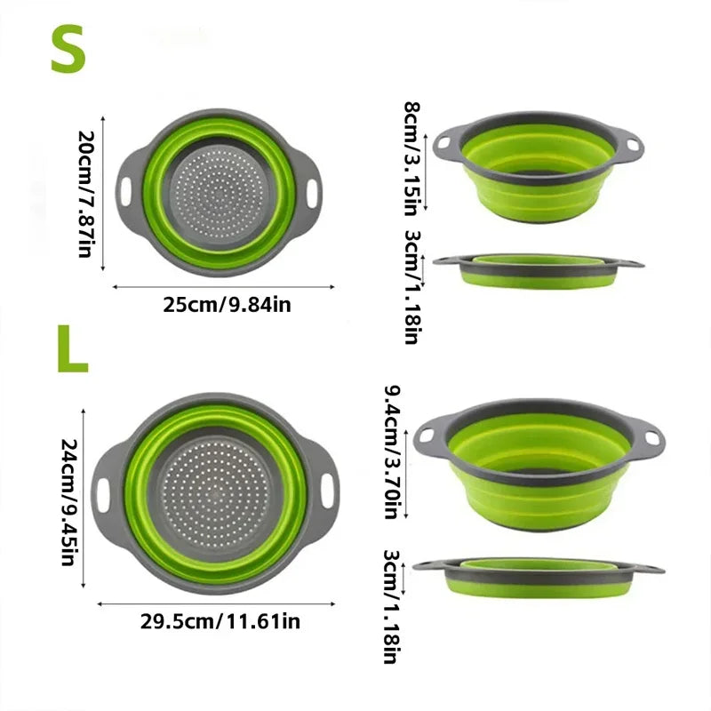 Silicone Folding Drain & Wash Basket & Foldable Strainer Colander