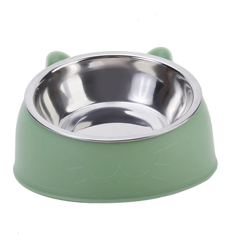1/2/5pcs Created Inclined Cat Water Bowl & Stainless Steel Feeding Bowl