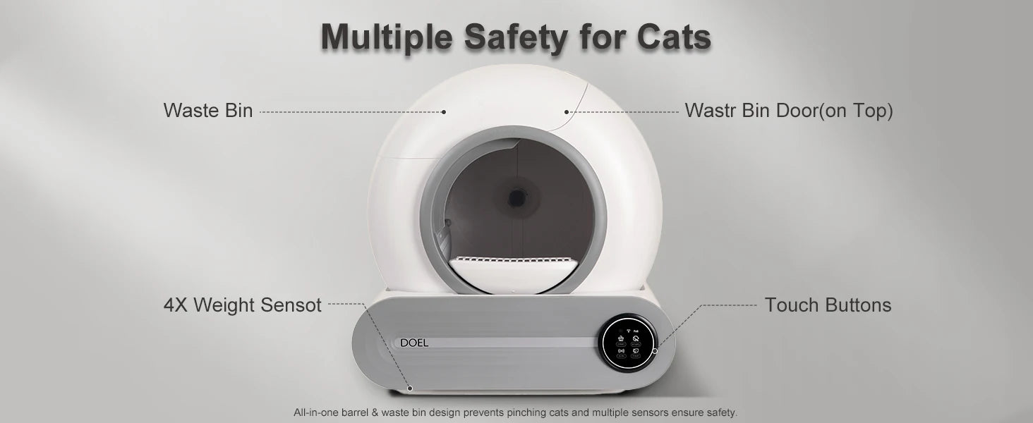 2.4G WiFi Smart Cat Toilet App Control & Automatic Self Cleaning Cat Litter Box With Trash Bag