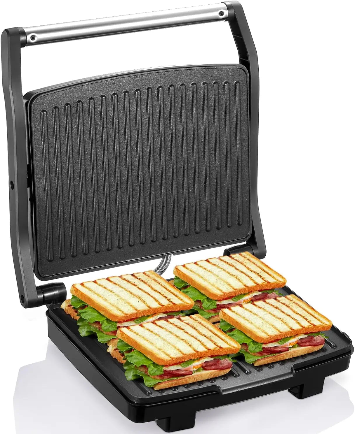 Panini Grill Press Sandwich Maker, Electric Indoor Grill with Non-Stick Cooking Plate and Removable Drip Tray