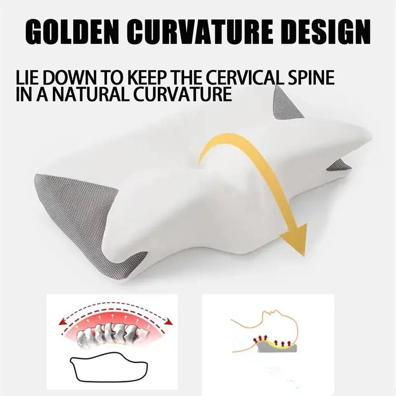 Upgraded Memory Foam Sleep Apnea Cervical Pillow for Side Back & Stomach Sleepers Gray