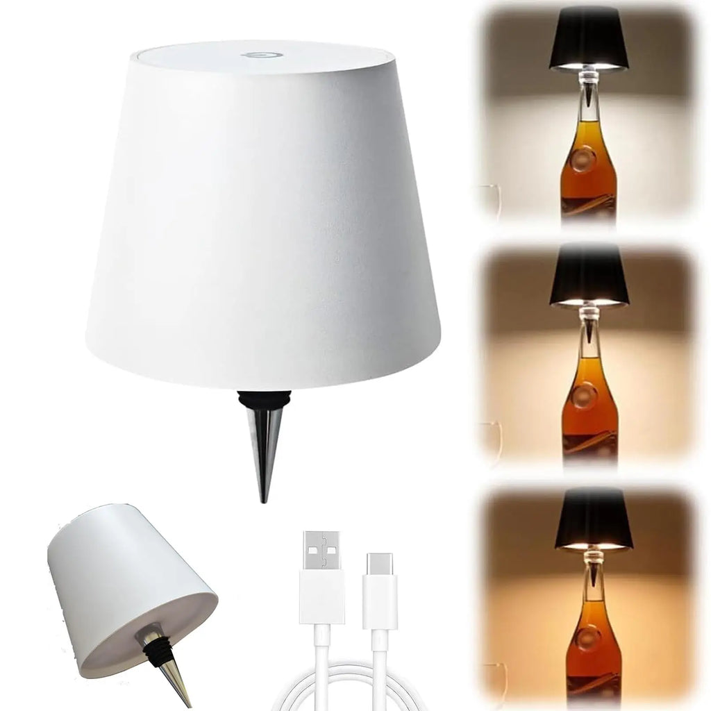 Wireless Bottle Table Touch Control Lamp With 3 Colors & Dimming Night Lamp