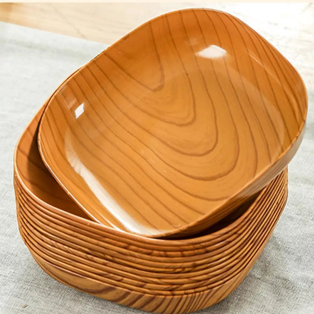 10PCS Japanese-style Plastic Dish Multifunctional Simple Imitation Wood Grain Bone Spitting Dish