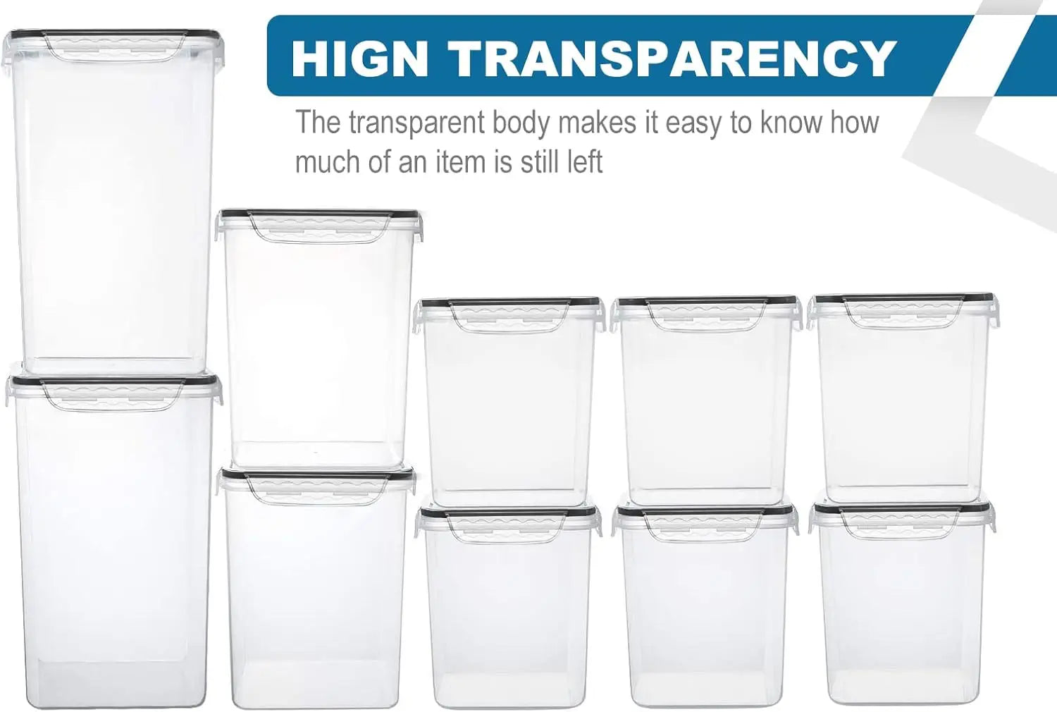 10-Pack Large Plastic Airtight Multi-Food Storage Containers With Lids & Labels