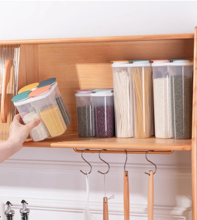 Kitchen Food Storage Box Plastic 4 grids Sealed Food Container Moisture-proof - Lovies Kitchenwares