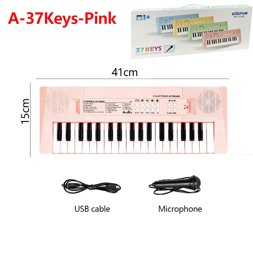 37 Keys Kids Musical Electronic Piano Organ Keyboard with Microphone And an Educational Toy