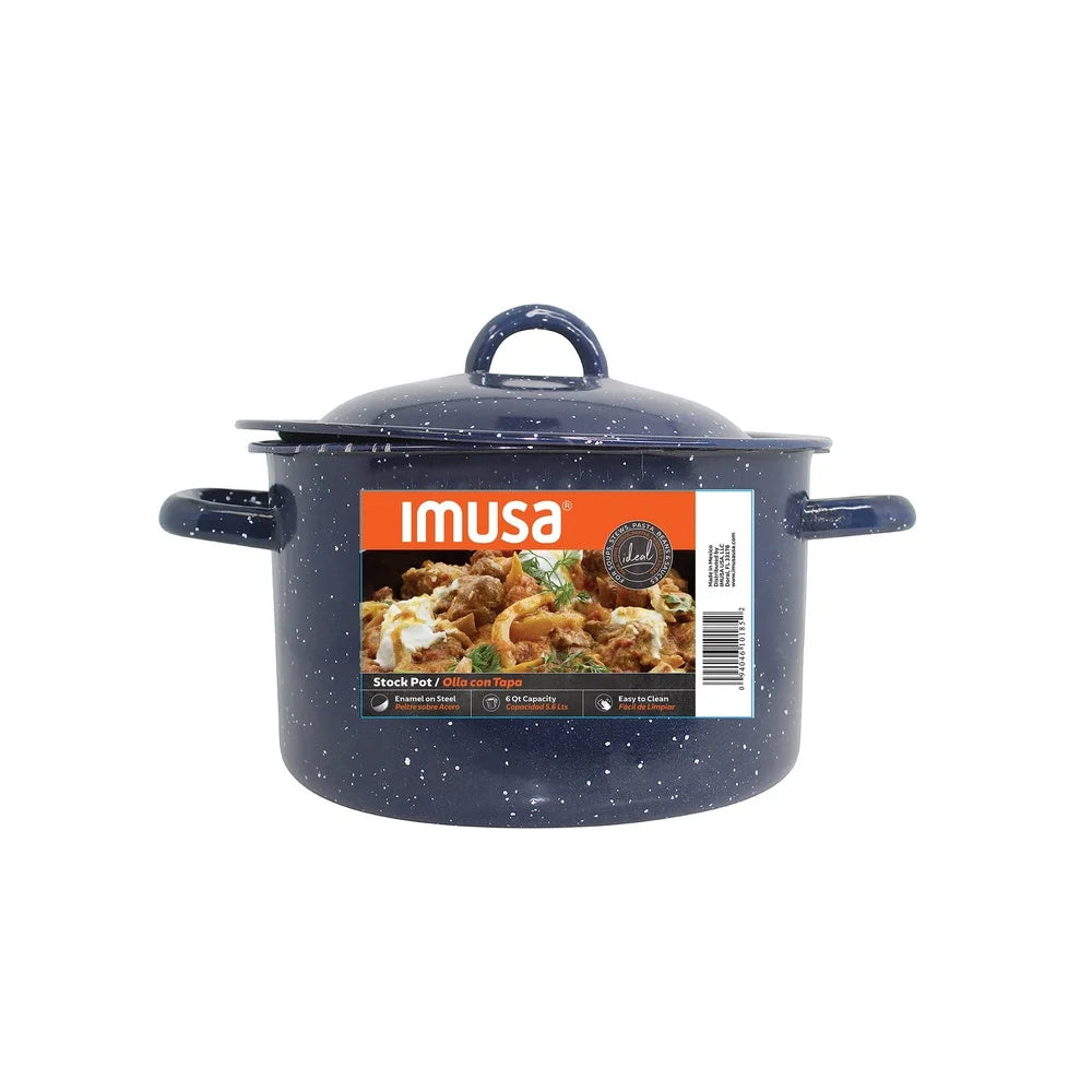 6Qt Enamel Heavy Duty Cooking Stock Pot Stylish Efficient Heat Distribution