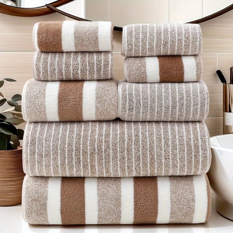 8pcs Towel Set, 2 Bath & 2 Hand Towels, 4 Face Towels