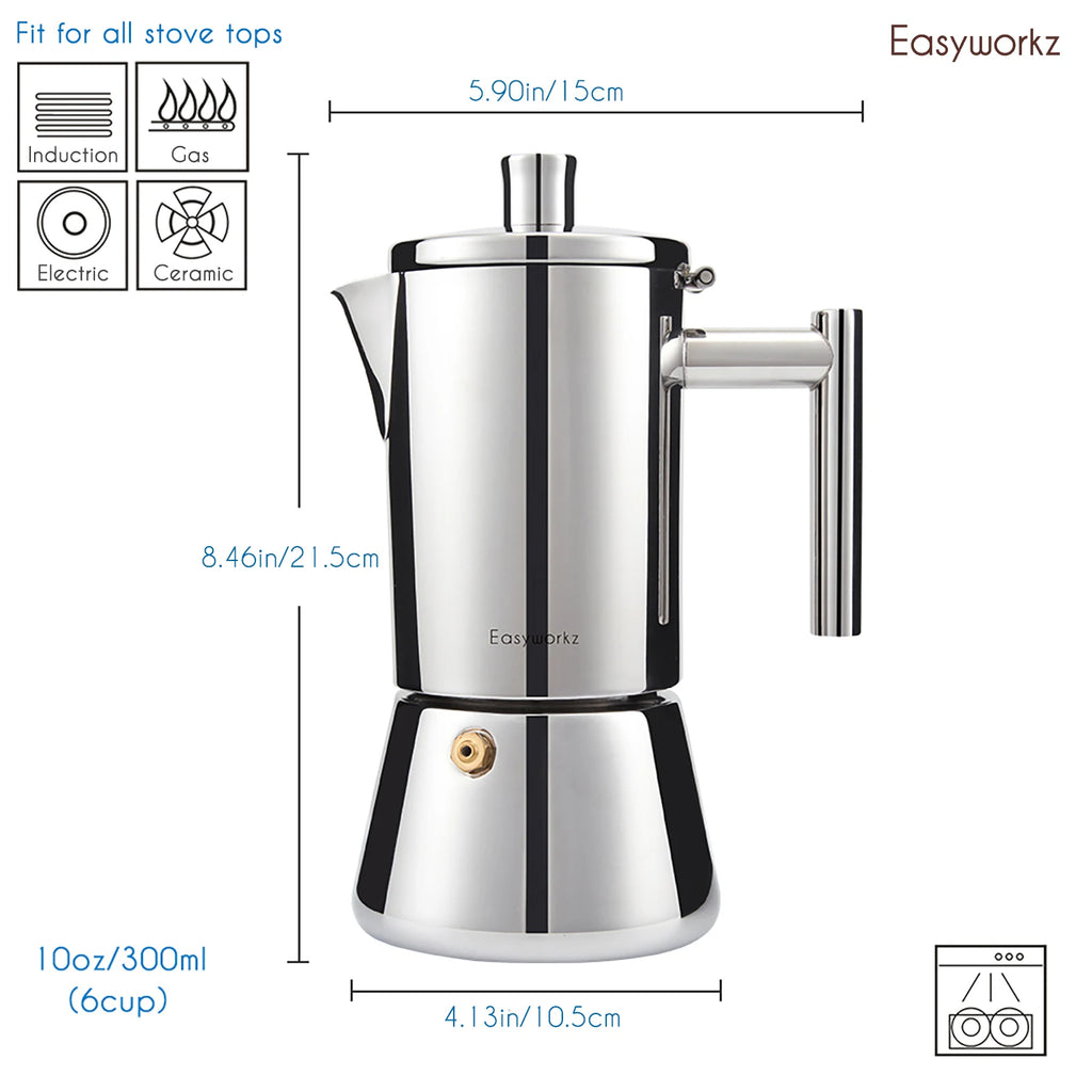 Stovetop Stainless Steel Italian Espresso Maker & an Induction Coffee Machine