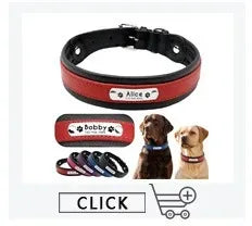 Personalized Name ID Tags Leather Dog Collars Custom Text Name