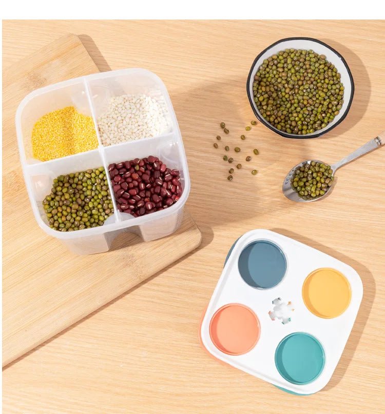 Kitchen Food Storage Box Plastic 4 grids Sealed Food Container Moisture-proof - Lovies Kitchenwares