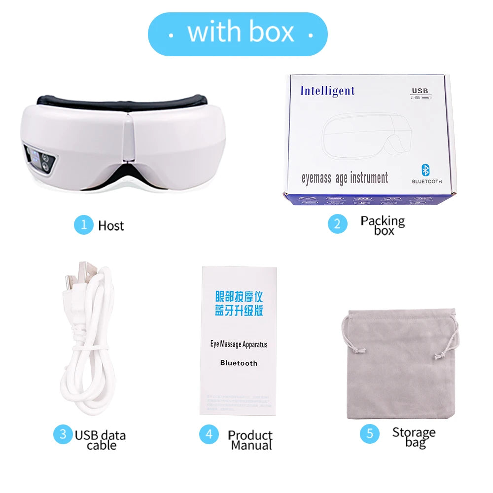 6D Smart Eye Vibrating Massager, Airbag Compress Eye Care, Bluetooth Music Ready