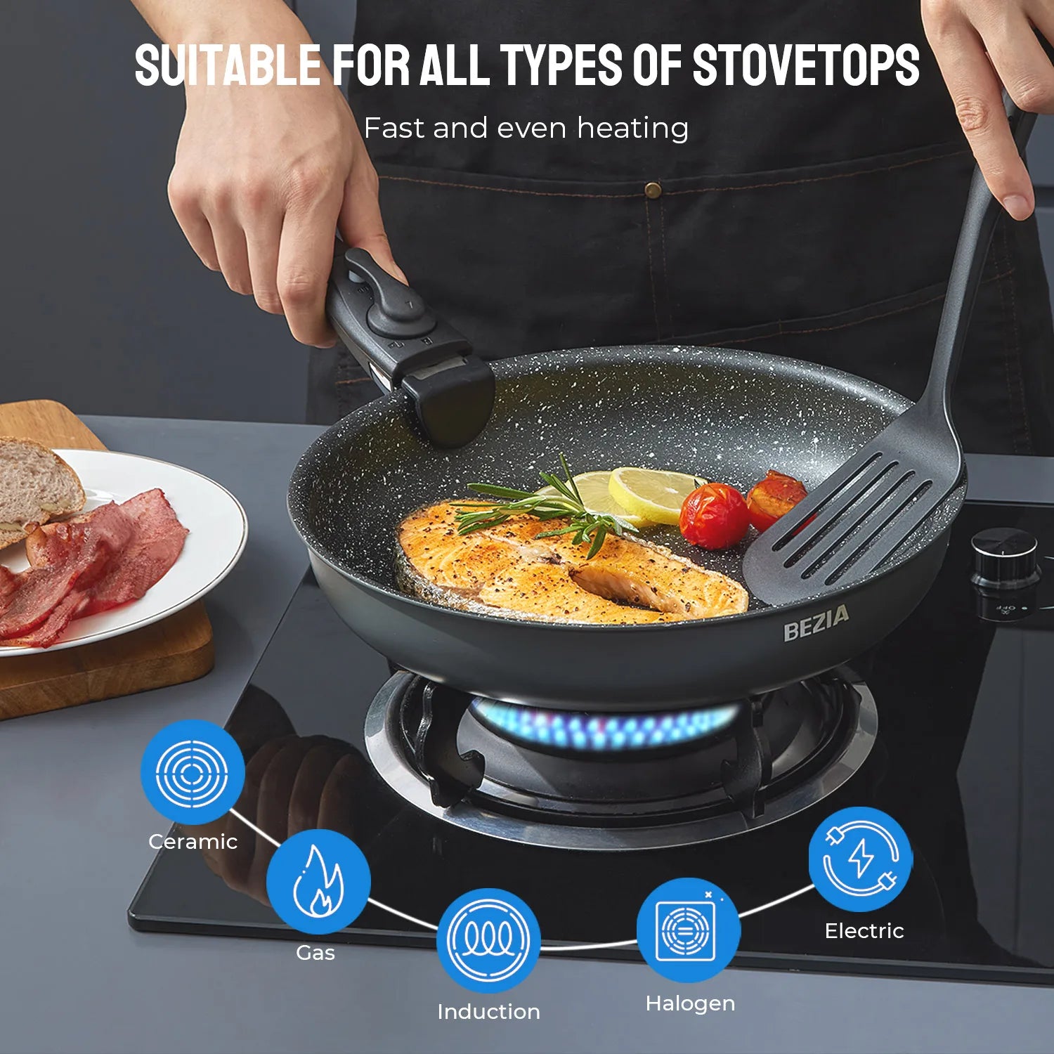 Induction Cookware Set 10 Pieces, Nonstick Pots and Pans Set with Removable Handles Stackable Design, Dishwasher