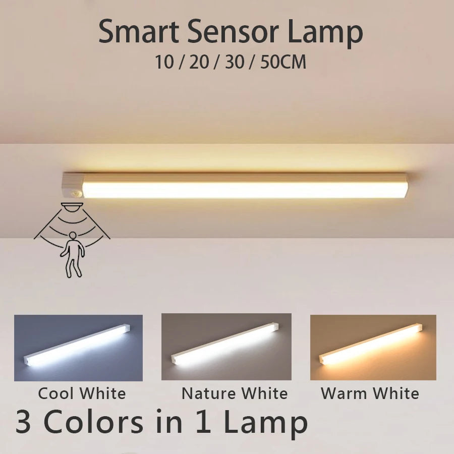 Rechargeable Magnetic Motion Sensor LED Bar Light Induction Portable Cordless Night Light