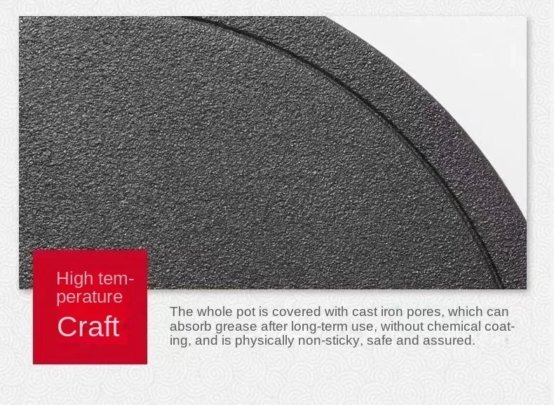 26cm Cast Iron Frying Pan Uncoated Non-stick Multi-Food Use Cookware