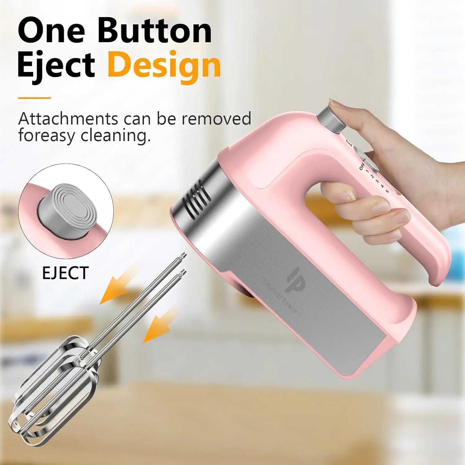 450W Electric Hand Mixer with Scale Cup, Turbo Boost & 5 Speeds