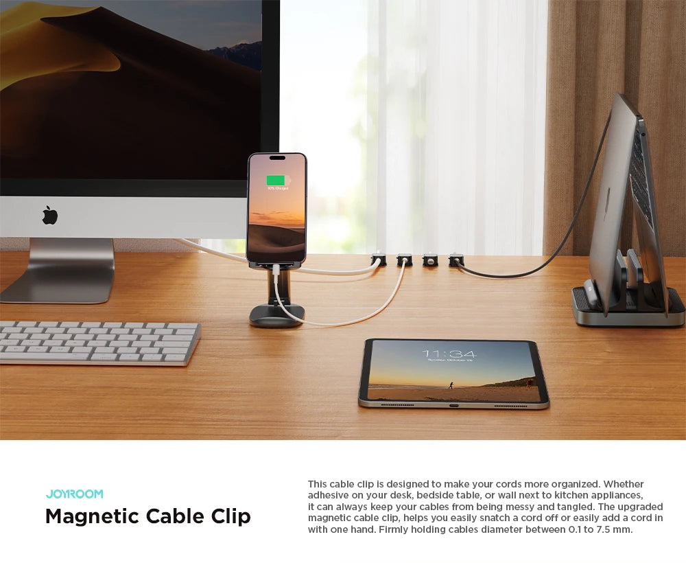 Smooth Adjustable Magnetic Cable Clips for Cord Holder and Wire Cable Keeper Organizer