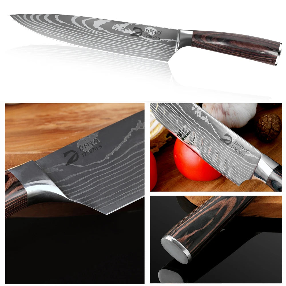 Stainless Steel Kitchen Knife Set Ultra Sharp Cleaver and Utility Knife With Nylon Bag