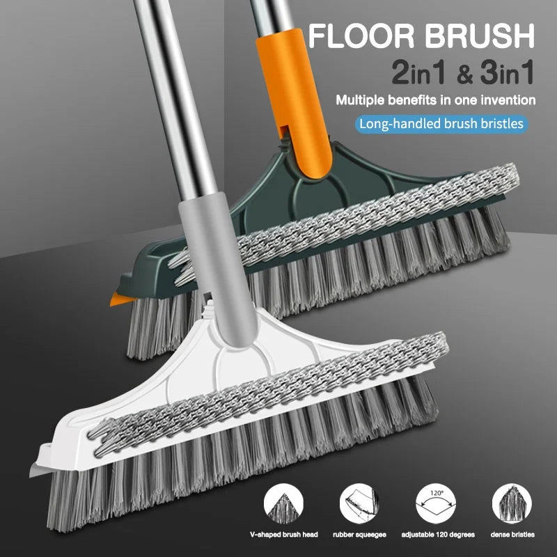 3 In 1 Cleaning Rotating Brush For Multi-Room With Long Handle and Crevice Brush