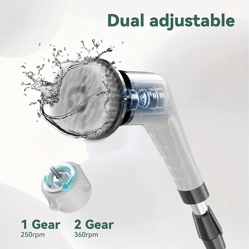 9-in-1 Electric Rotating Cleaning Brush, Wireless Multi-Purpose Scrubber with Replaceable Heads and Adjustable Telescopic Handle