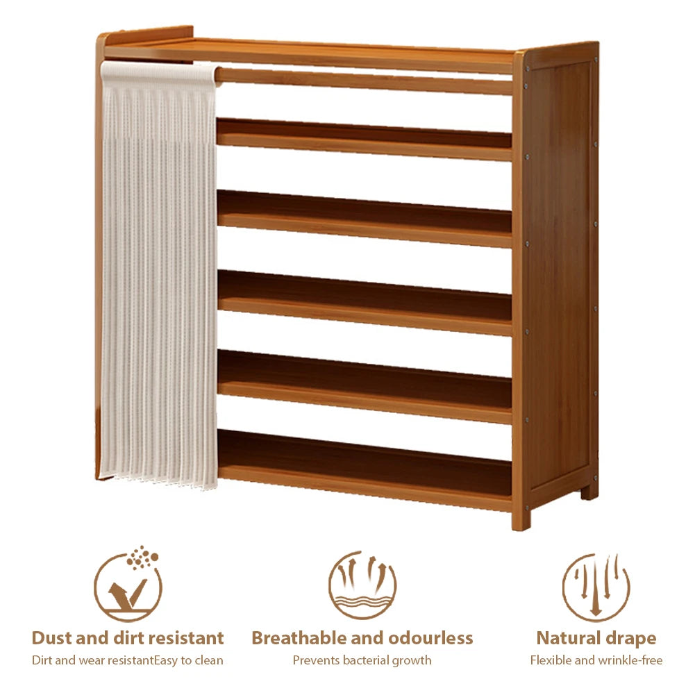 6-Tier Simple Shoe Wooden Cabinet Organizer With Storage Shelves