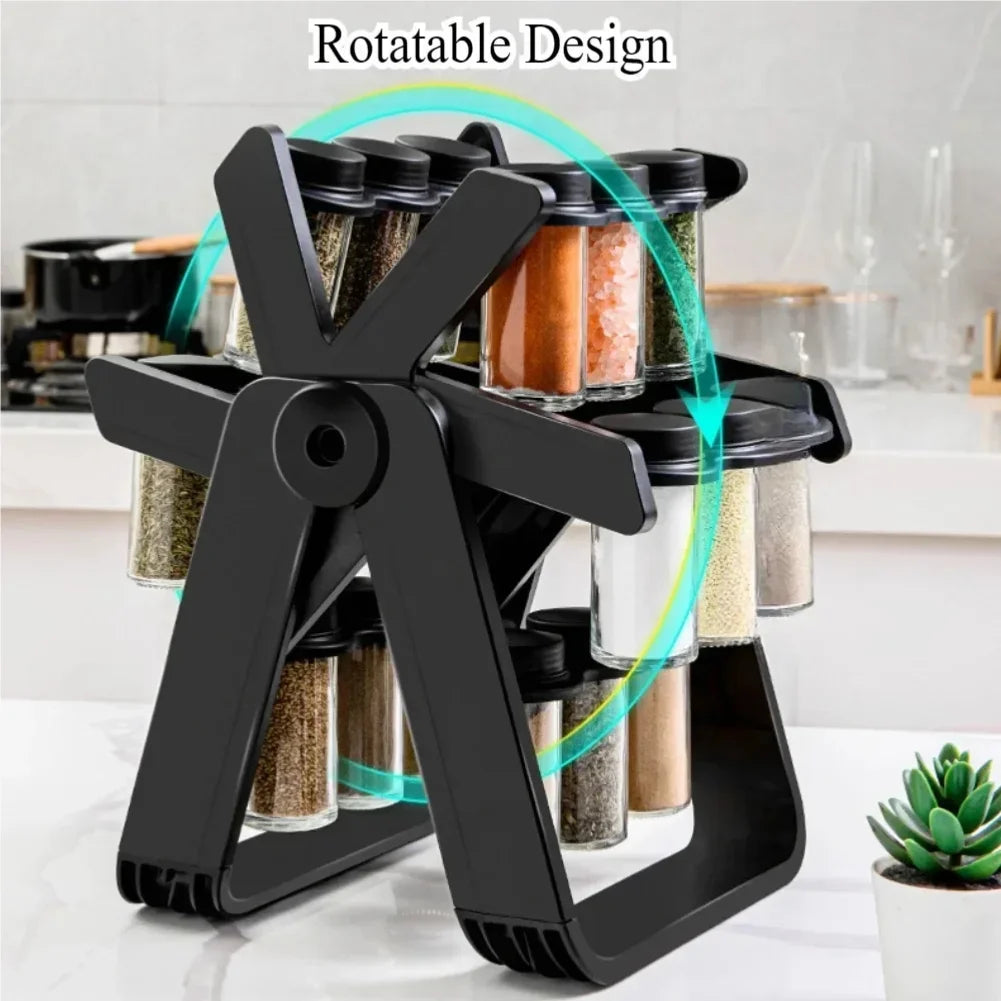 5 Tier Rotating Glass Multi-Favorite Kitchen Spice Storage Rack