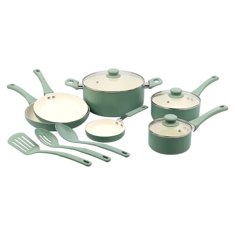 Mainstays Classic Collection 12 Piece Nonstick Aluminum Alloy Cookware Set Blue