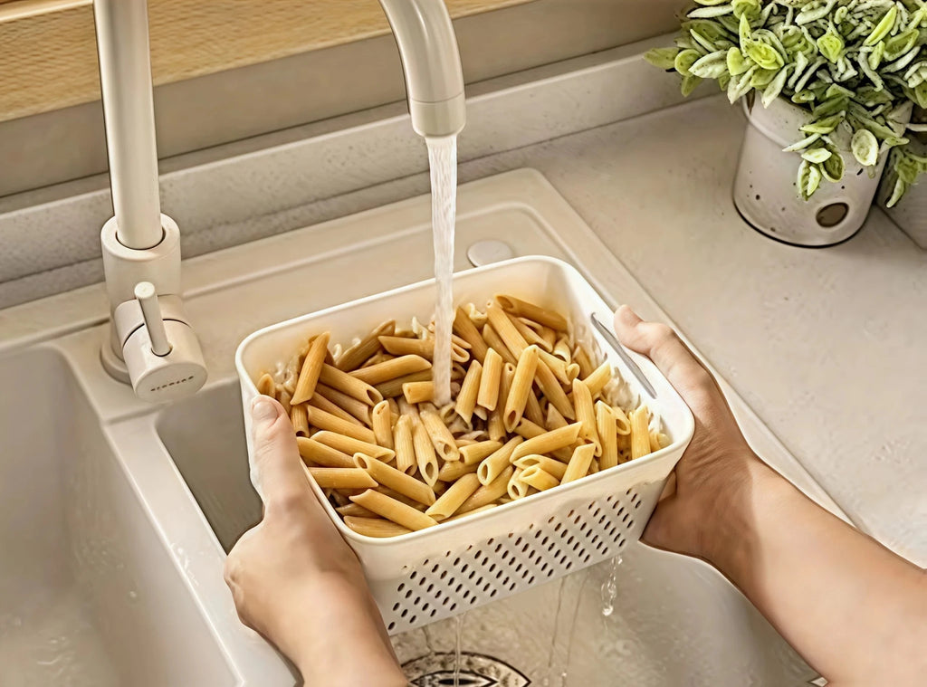 9Pcs/set Fruit and Vegetable Storage Containers for Fridge with Removable Colander, All-In-One Fruit Washing Bowl with Strainer - Lovies Kitchenwares