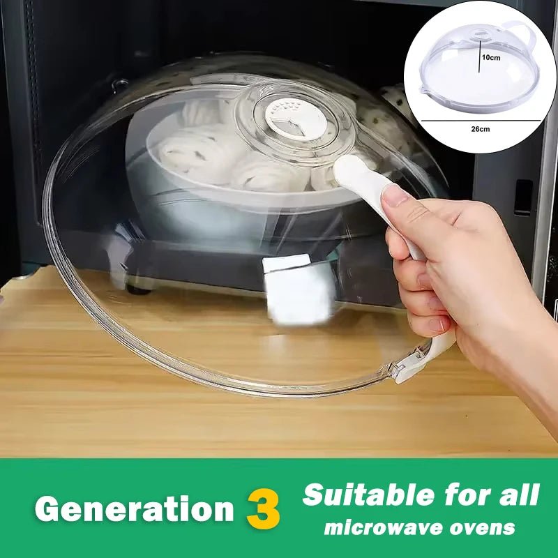 Microwave Food Splash Guard High Temperature Resistant Food Heating Cover with Steam Vent and Handle With Transparent Plate Cover - Lovies Kitchenwares